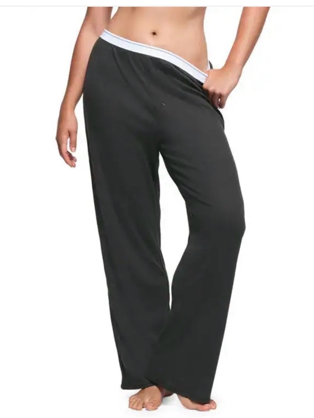 SKIMS Charcoal Rib Cotton-Blend Relaxed Pants